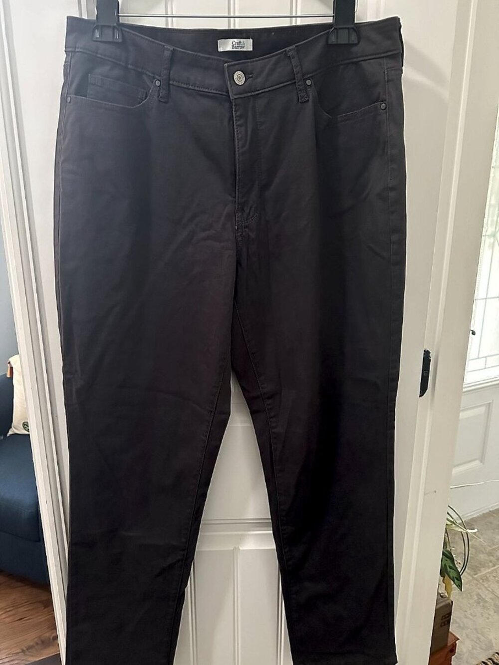 Croft & Barrow Women's Dark Grey 5-Pocket Sateen Stretch Pants, Size 16